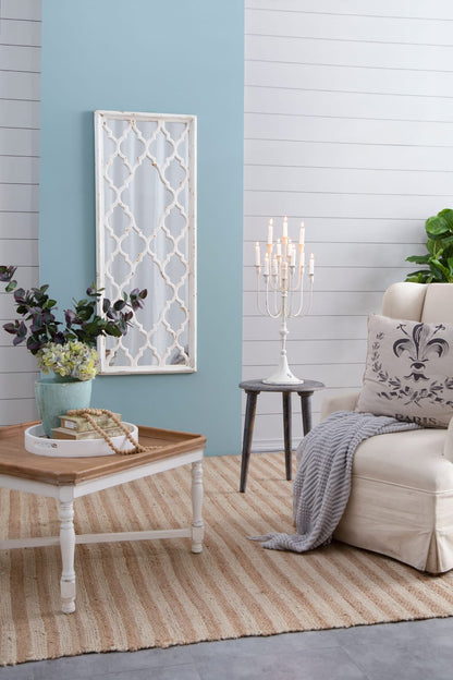 Full Length White Wood Glass Mirror - 59" Tall