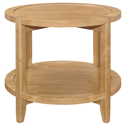 Isbell Maple Brown Round Wood Side Table for Living Room