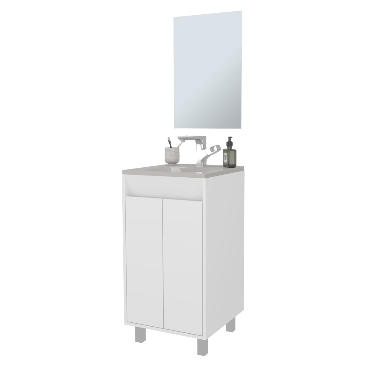 Modern White Wall Mounted Bathroom Cabinet with 2 Doors