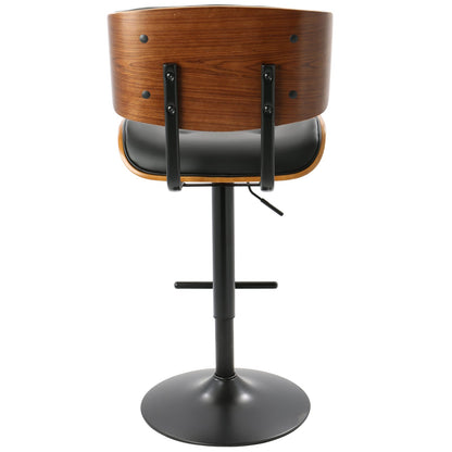 Mid-Century Dining Barstools Set of 3 in Black Faux Leather