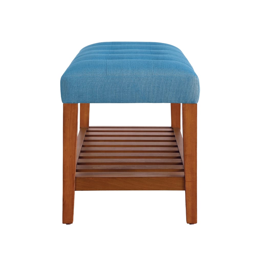 Blue Oak Storage Bench with Shelves - Armless