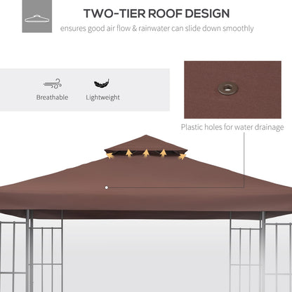 Outsunny 9.8' Gazebo Replacement Canopy - Brown Polyester, Durable UV Cover