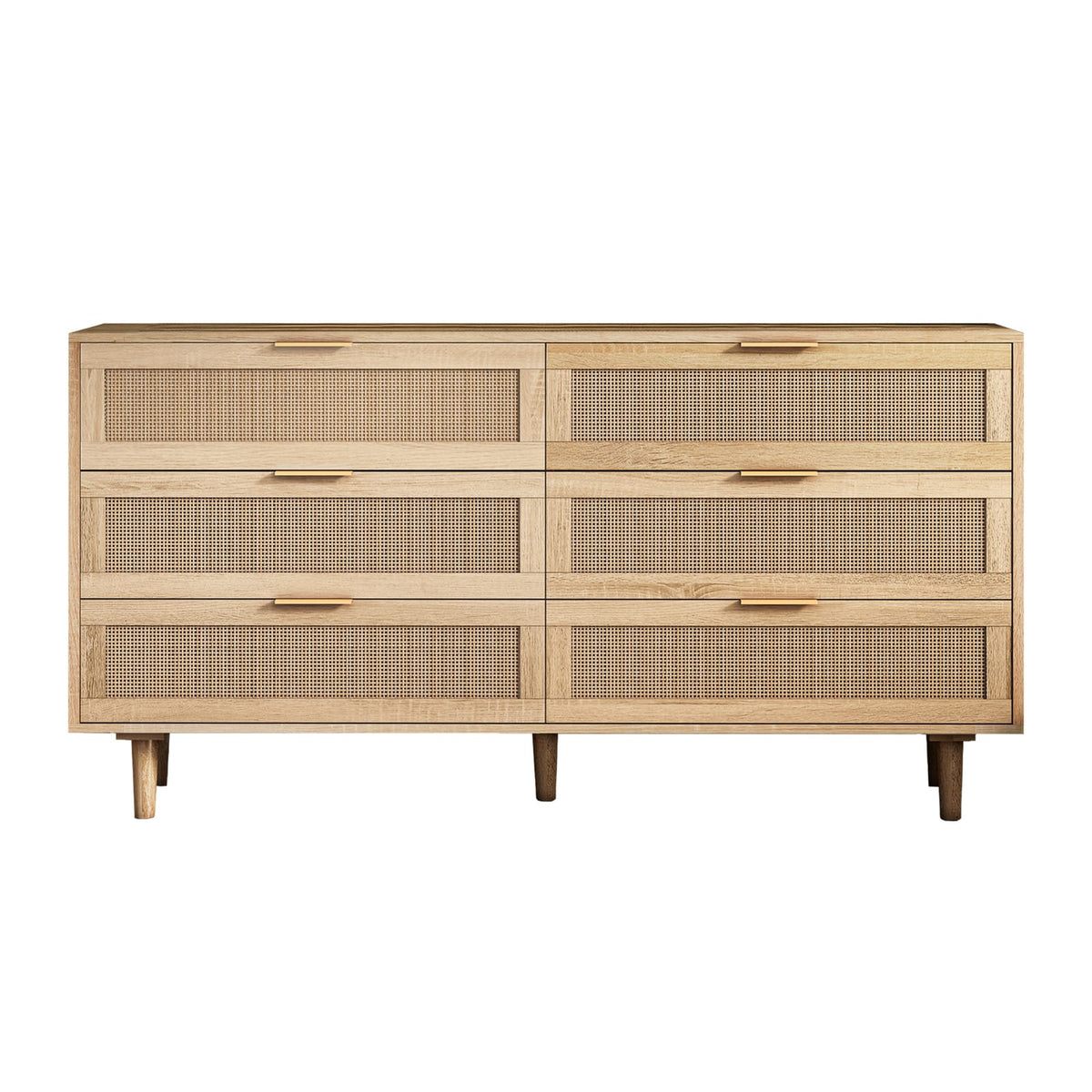 Natural Rattan 6-Drawer Dresser - Bedroom Storage Cabinet