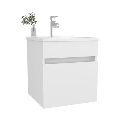 White Bathroom Floating Vanity with Sink - 17.5" x 17.5"