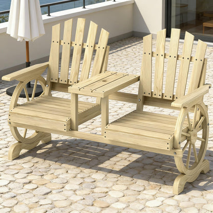 High Back Wooden Garden Bench - 2 Seat Patio Bench