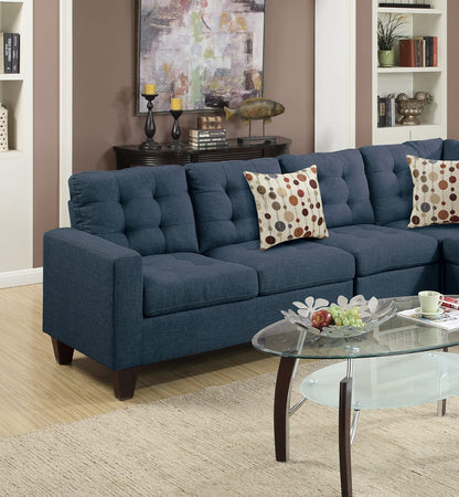Modular Navy Sectional Sofa - 5 Seat, Polyfiber Fabric