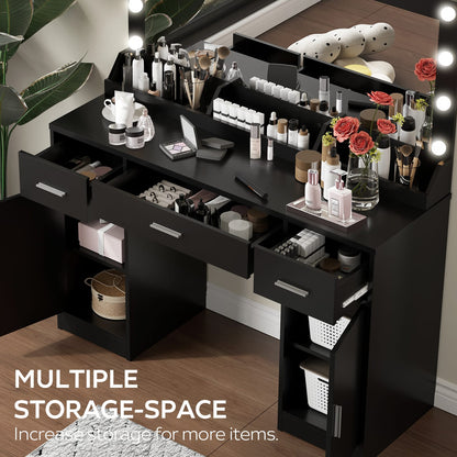 Black Particle Board Makeup Vanity Desk - 47.2" x 15.7" for Bedroom