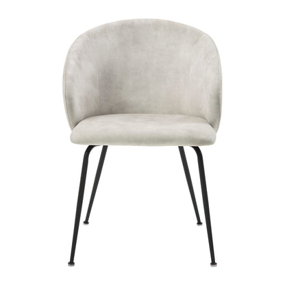 Modern Velvet Side Chairs Set for Dining Room Beige Metal Frame