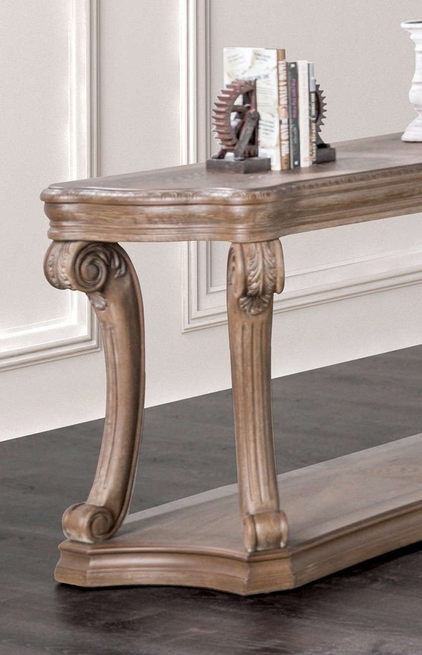 Large Oak Sofa Table - Transitional Style Coffee Table
