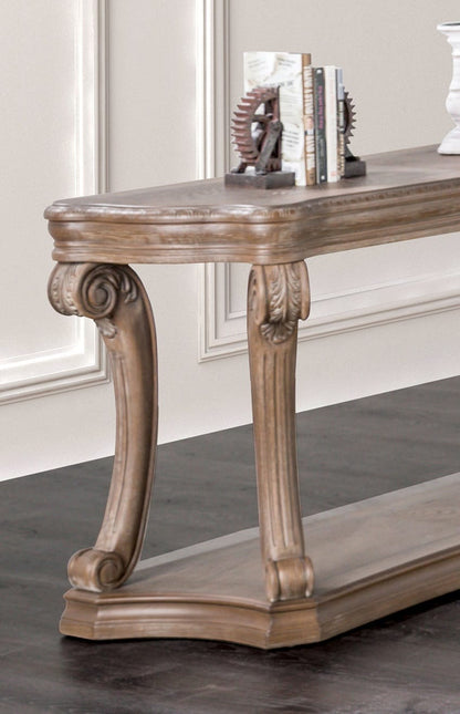 Large Oak Sofa Table - Transitional Style Coffee Table
