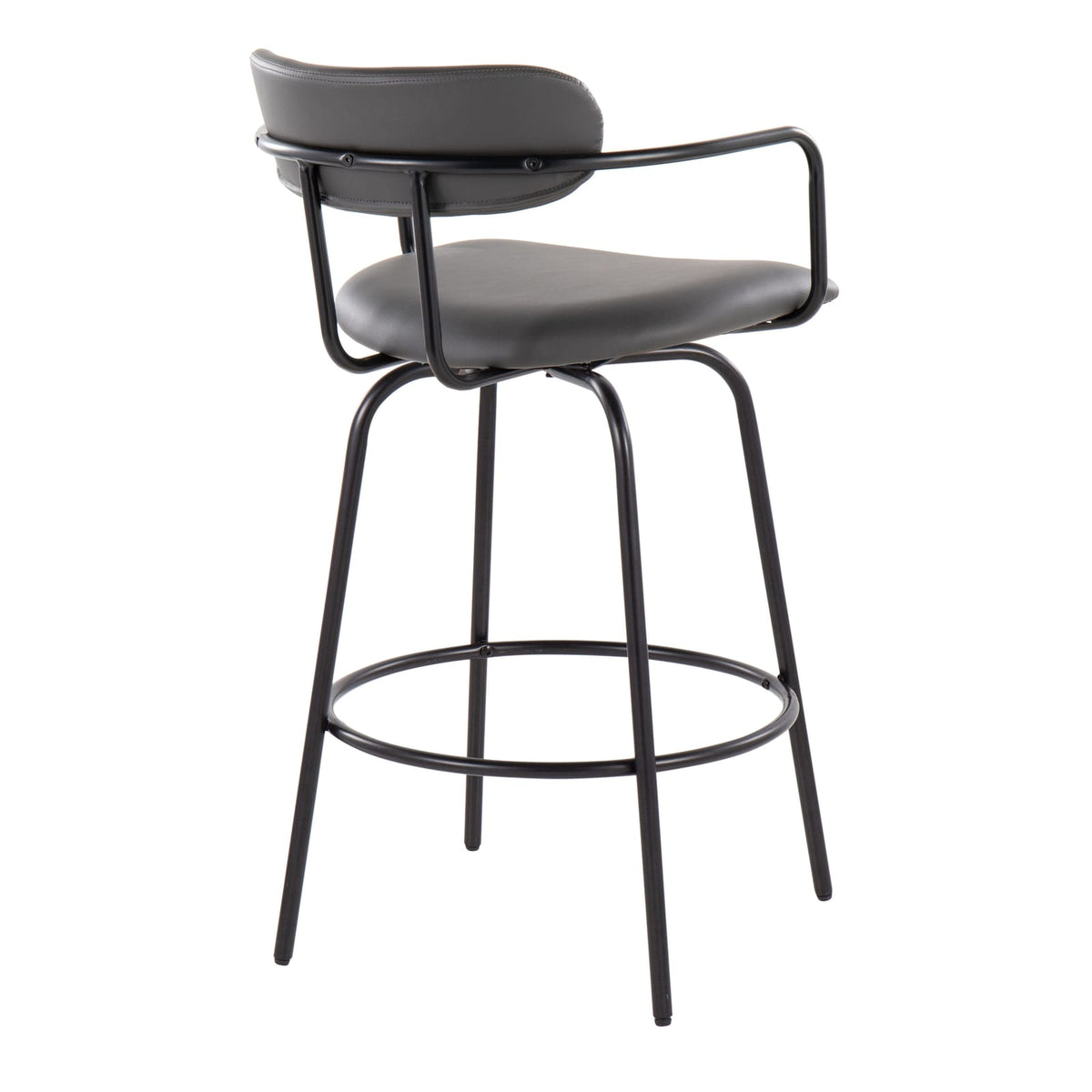 Grey Faux Leather Counter Stools - 2 Piece Set