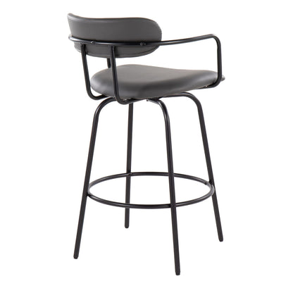 Grey Faux Leather Counter Stools - 2 Piece Set