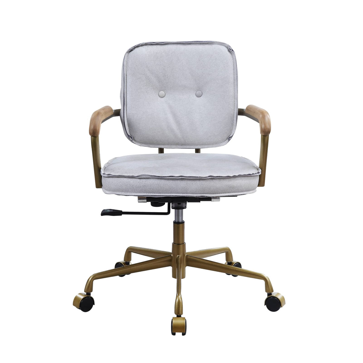 Antique White Gray Leather Office Chair - 360 Swivel