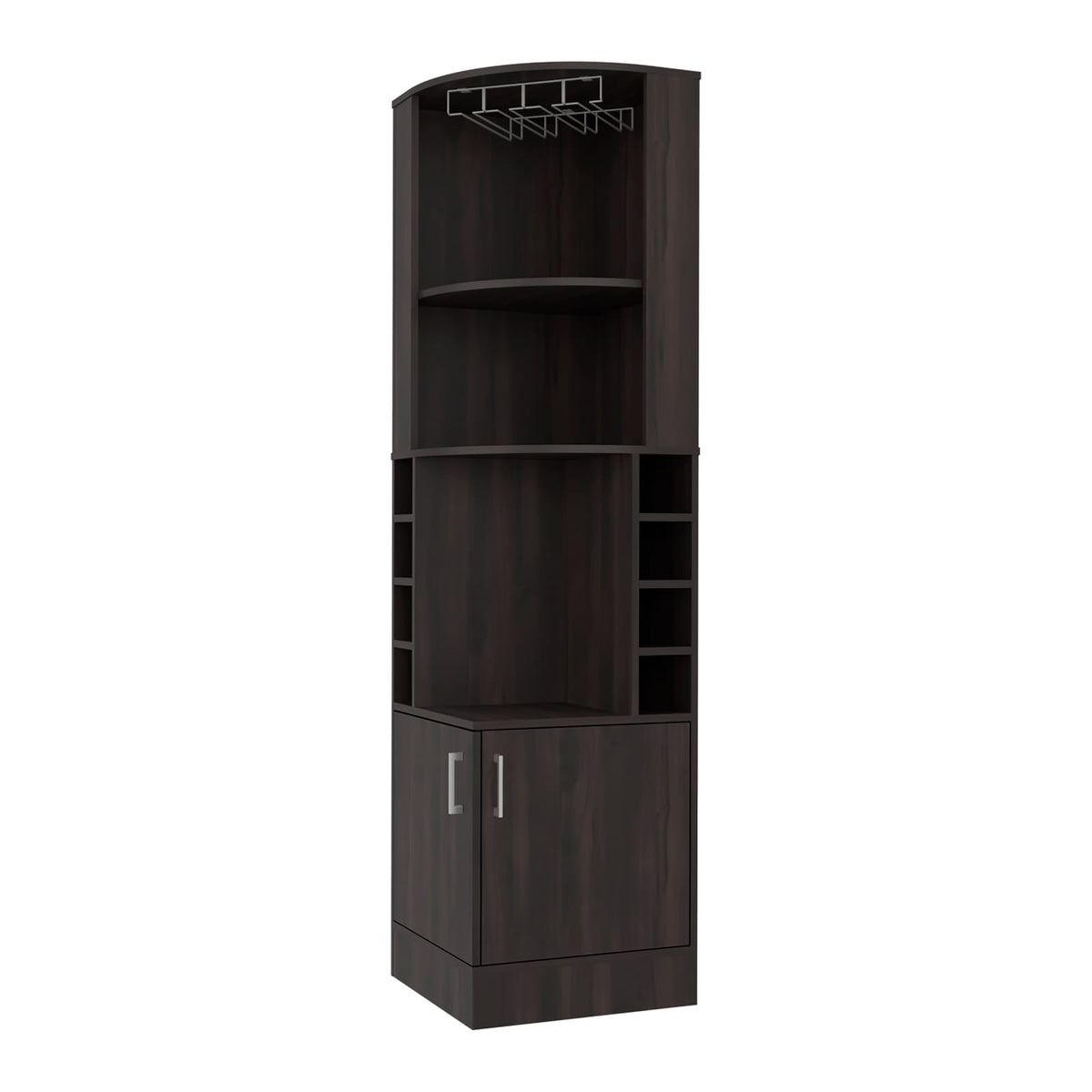 Dark Walnut Corner Wine Rack Cabinet - 71.1" Tall for Dining Room