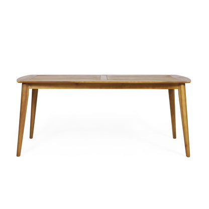Outdoor Acacia Wood Dining Table - Teak Finish, 71" Diameter