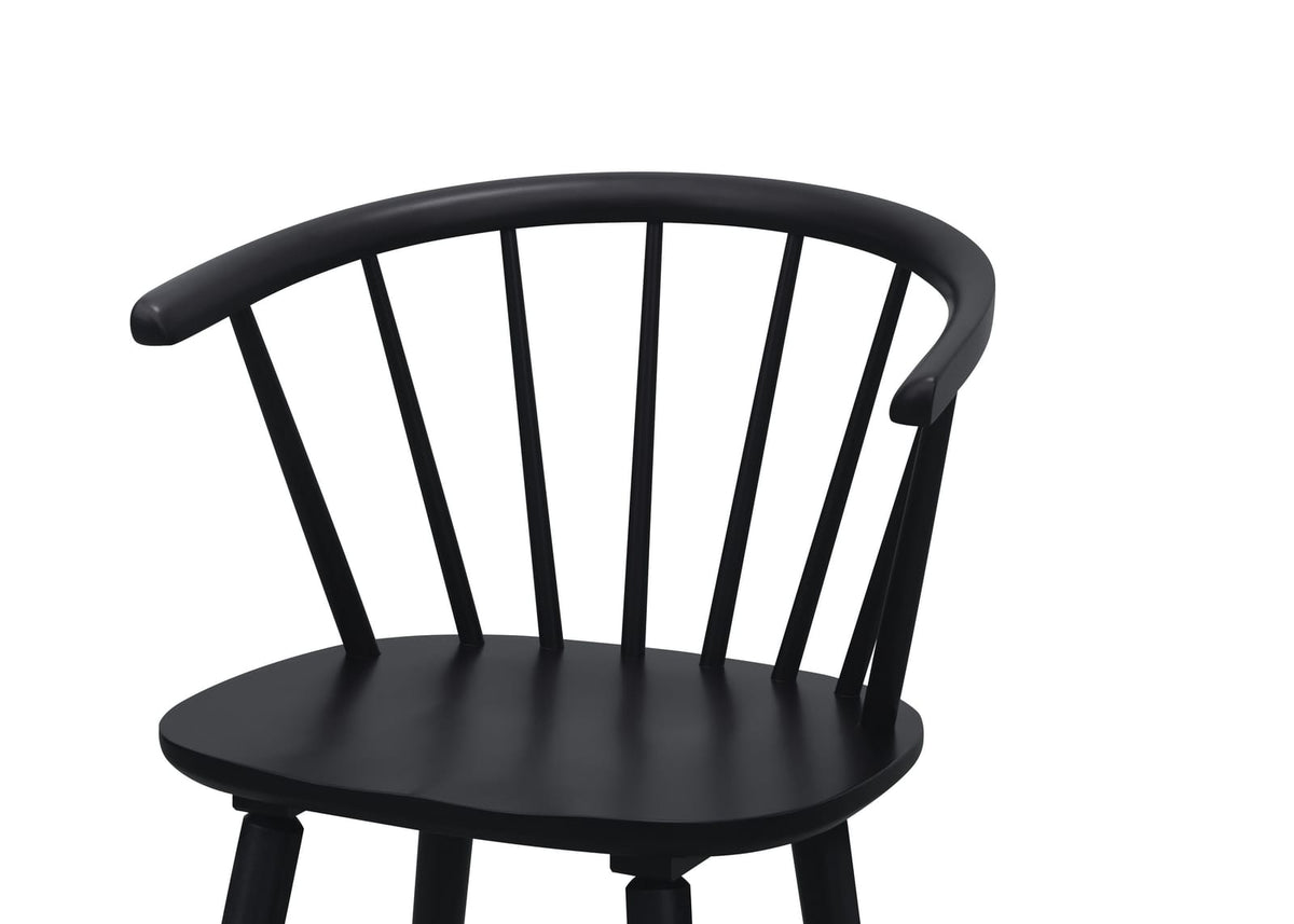 2pc Black Contemporary Counter Height Stool Chair Spindle Back Wooden Kitchen