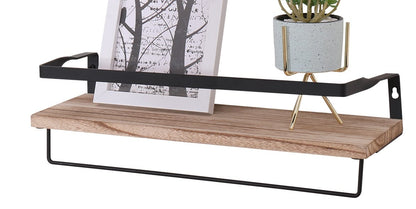 Natural Wood Floating Shelves - Set of 2 for Living Room