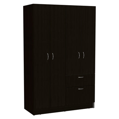 Armoire Alpes: Black & White Bedroom Wardrobe - 67.2" Tall