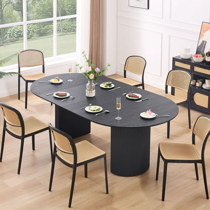Black MDF Expandable Dining Table for Modern Kitchen Dining Room for Living Room