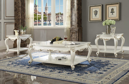 Antique Pearl Coffee Table with Bottom Shelf for Living Room