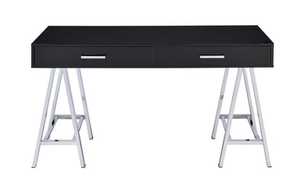 Black Rectangular Writing Desk with Storage Drawers