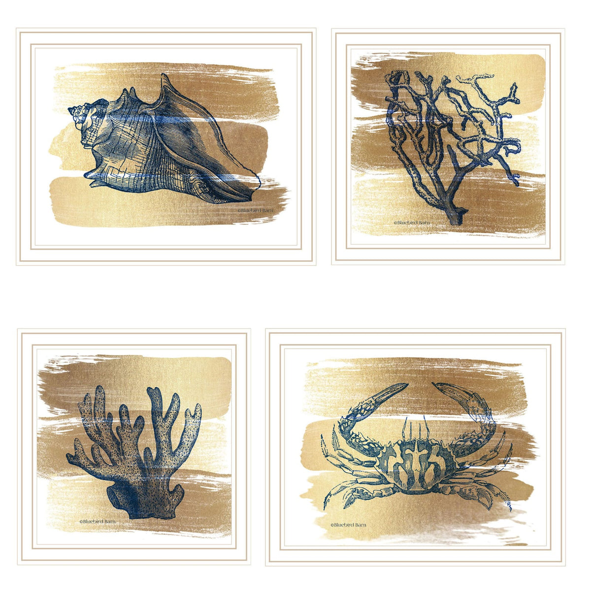 Multi-Colored Wood Paper Wall Art - 4 Piece Living Room Decor