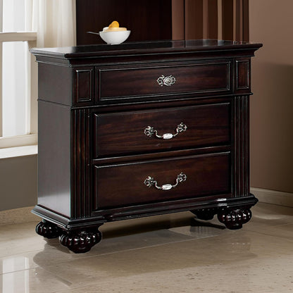 Dark Walnut Wood Nightstand - 17.37 x 29.25" for Bedroom