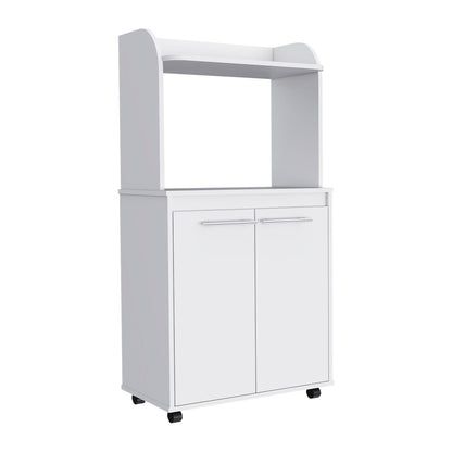 Rockford Kitchen Cart - White Open Shelf Cabinet