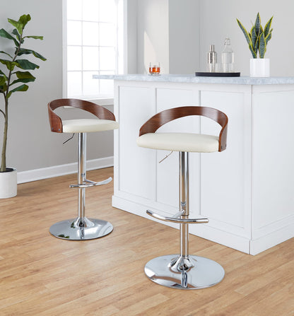 Walnut PU Leather Barstool Set for Dining Room with Swivel