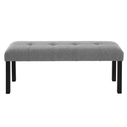Modern Gray Linen Dining Bench - Farmhouse Entryway Seat
