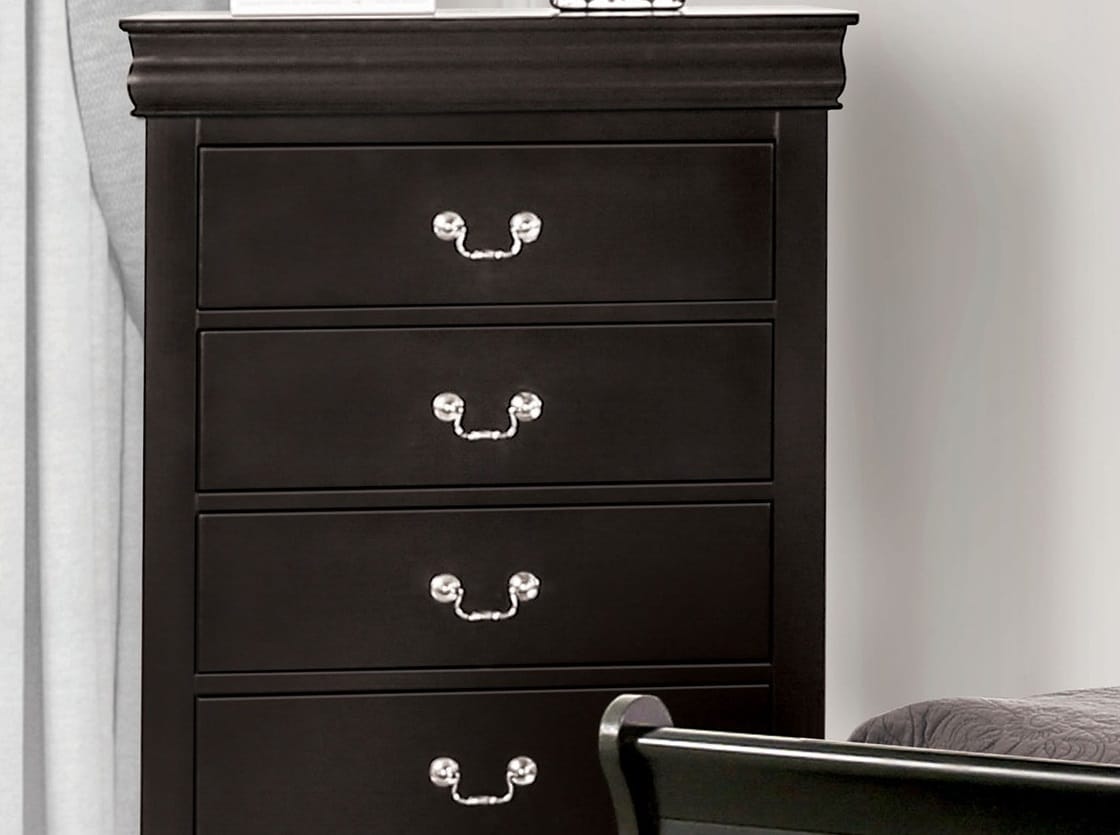 Black Solid Wood Bedroom Dresser - 31.5" W x 15.5" D x 48" H