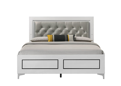 Grey Queen Bed Frame with Fabric Headboard for Bedroom
