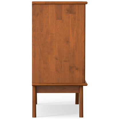 Brown Rubber Wood 3 Door Sideboard Buffet - Mid Century Style