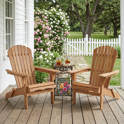 Light Brown Adirondack Chair Set of 2 - Outdoor Patio Furniture