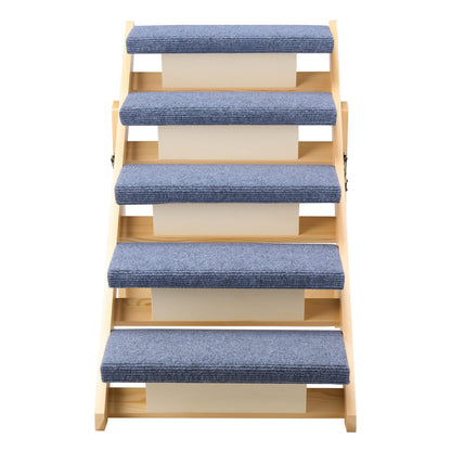5-Step Wooden Dog Stairs for Bed Sofa & Cars
