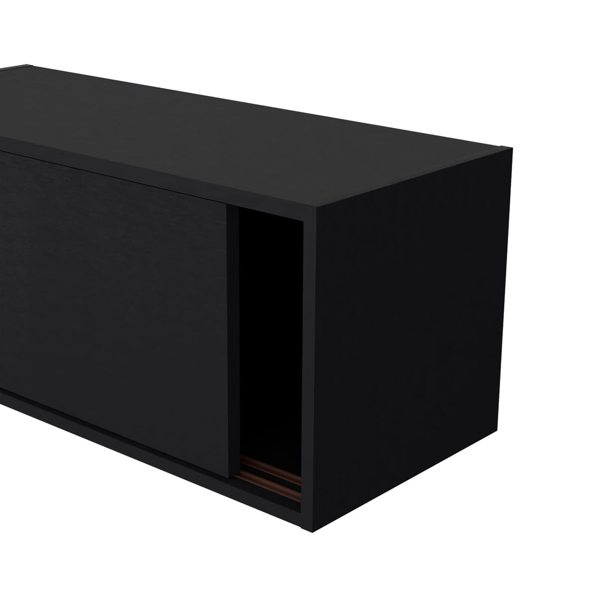 Black Wall Cabinet - 13" H, 2 Sliding Doors, Storage