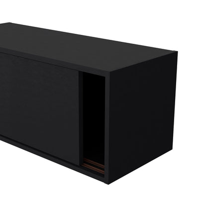 Black Wall Cabinet - 13" H, 2 Sliding Doors, Storage