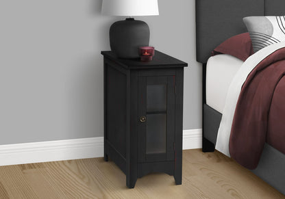 Black MDF Nightstand Accent Table - Narrow Storage Table