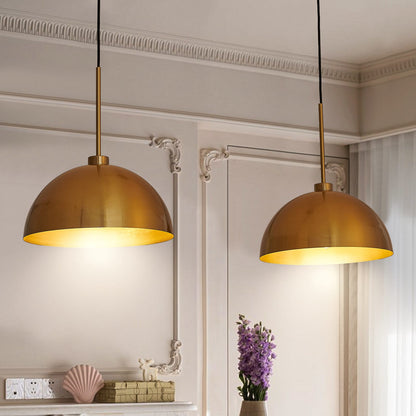 Coppery Iron Double Pendant Light - 41 Inch Dining Room Lighting