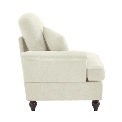 Beige White Chenille Sofa - 1 Seat Sectional