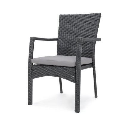 Grey Wicker Dining Chairs Set - 6 Piece Patio Furniture