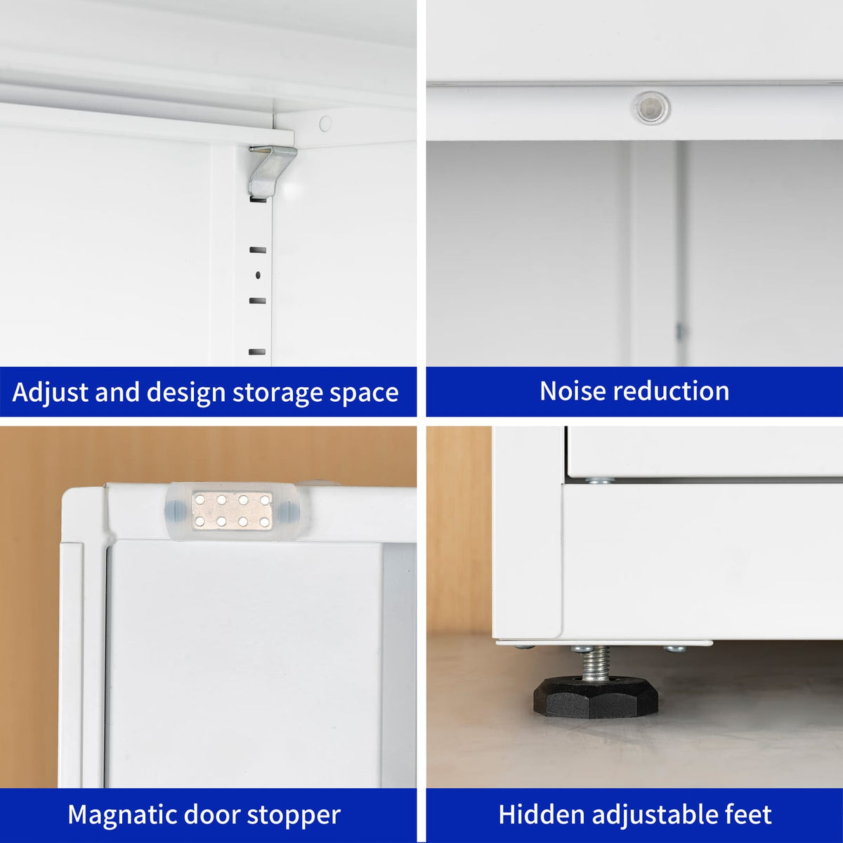 White Steel File Cabinet - 3-4 Shelf Storage for Office & Home