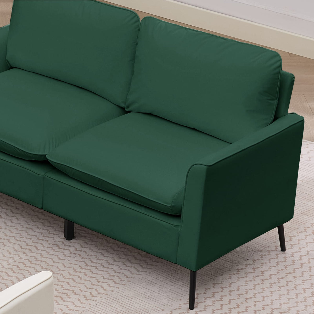 Green Faux Leather Loveseat - Bedroom Sofa Chair