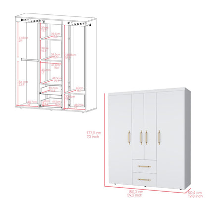 White Armoire Elma - Bedroom Dresser Storage