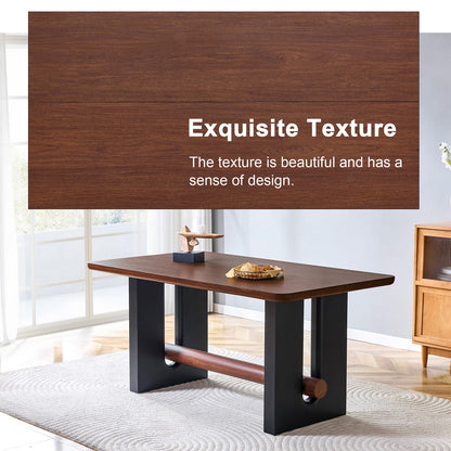 Walnut Black Dining Table - Compact Kitchen Table 63" x 35.5" for Dining Room