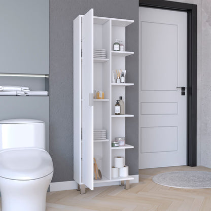 Crovie Linen Bathroom Cabinet - White, 63" High Storage