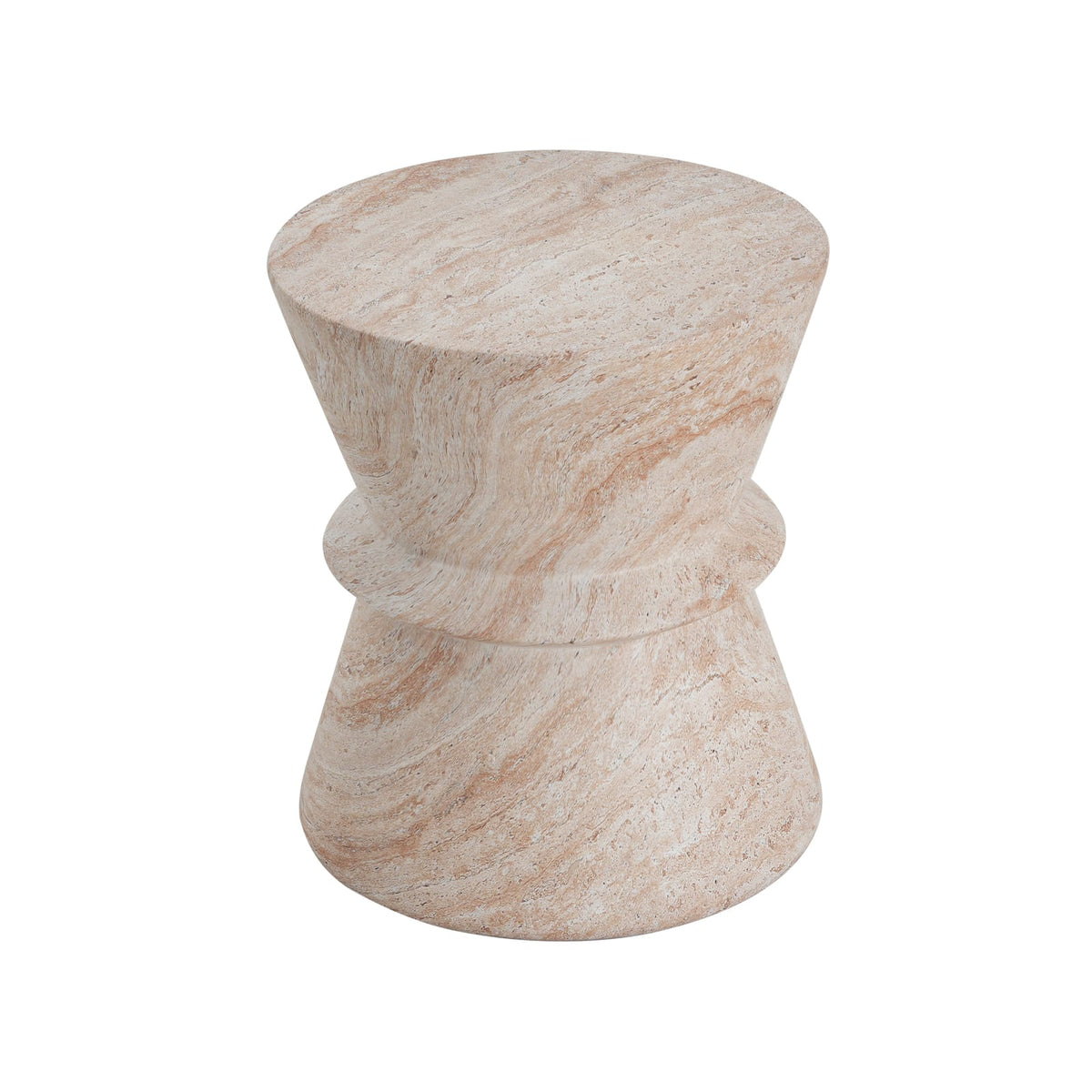 Beige Concrete Side Table - Outdoor Patio Table
