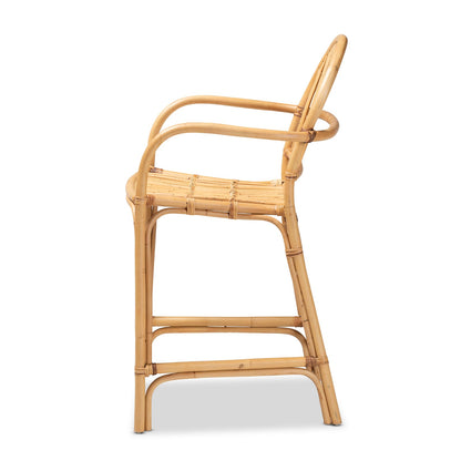 Brown Rattan Counter Stool - 22.5" Round