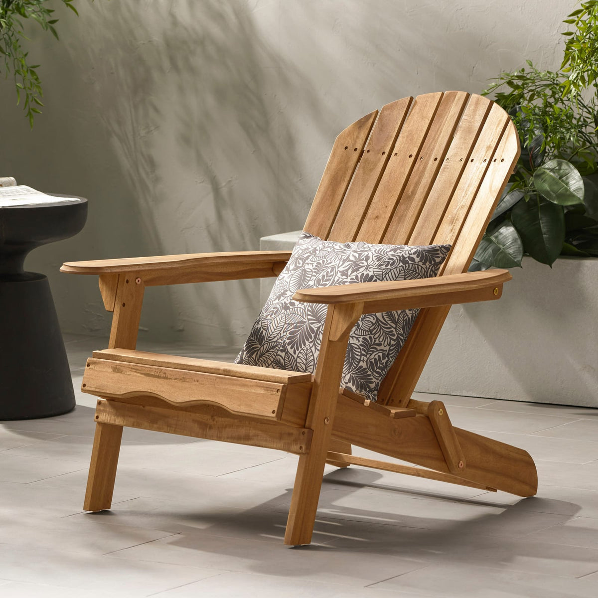 Teak Acacia Wood Folding Adirondack Chair - Patio Outdoor Furniture