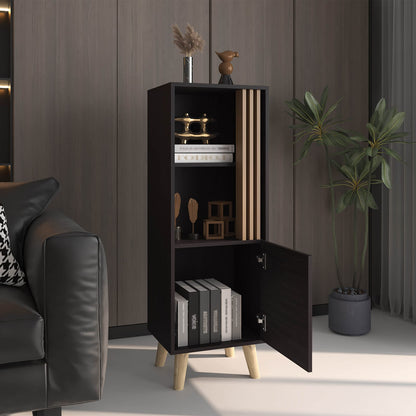 Khaki Black Storage Cabinet 13.8 x 47.2 x 47.2", 2 Shelves for Living Room